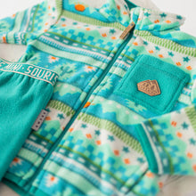 Load image into Gallery viewer, Souris Mini Baby/Toddler Patterned Fleece Jacket - Turquoise
