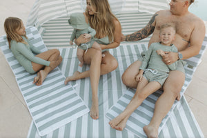 Current Tyed Waterproof Beach Mat - Sage Stripes