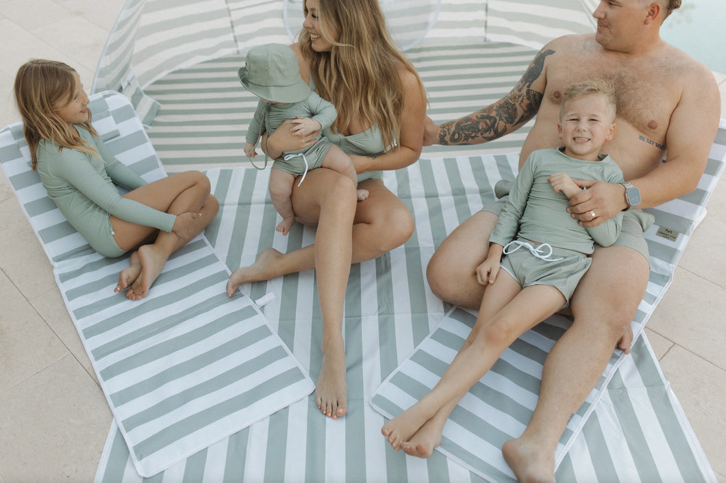 Current Tyed Waterproof Beach Mat - Sage Stripes