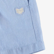 Load image into Gallery viewer, Souris Mini Girls Cotton &amp; Linen Shorts - Baby Blue
