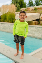 Load image into Gallery viewer, Current Tyed "Brights" Ribbed Green Gecko Rashguard Top
