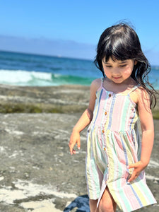 Vignette Girls Brooklyn Dress - Aqua/Pink Stripe