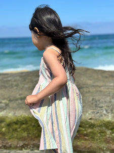 Vignette Girls Brooklyn Dress - Aqua/Pink Stripe