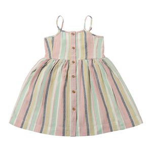 Vignette Girls Brooklyn Dress - Aqua/Pink Stripe