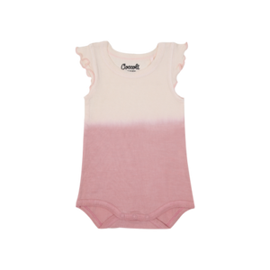 Coccoli Baby Girls Ruffle Sleeve Modal Romper - Silver Pink Ombre