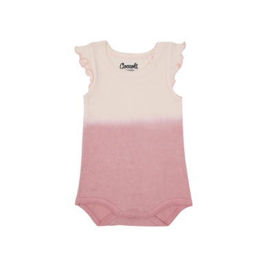 Coccoli Baby Girls Ruffle Sleeve Modal Romper - Silver Pink Ombre