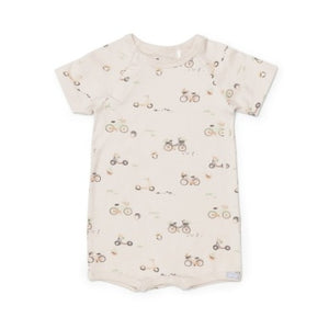 Coccoli Baby Boys Modal Romper - Bikes on Oat Milk