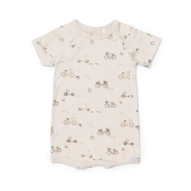 Coccoli Baby Boys Modal Romper - Bikes on Oat Milk