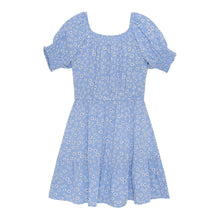 Load image into Gallery viewer, Creamie Youth Girls Short Sleeve Flower Crepe Dress - Blue
