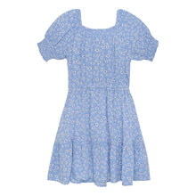Load image into Gallery viewer, Creamie Youth Girls Short Sleeve Flower Crepe Dress - Blue
