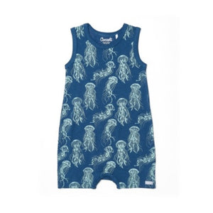 Coccoli Baby Modal Romper - Jellyfish on Blue