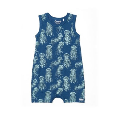 Coccoli Baby Modal Romper - Jellyfish on Blue