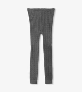 Hatley Girls Cable Knit Leggings - Charcoal