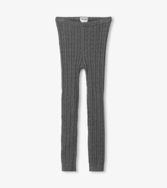 Hatley Girls Cable Knit Leggings - Charcoal