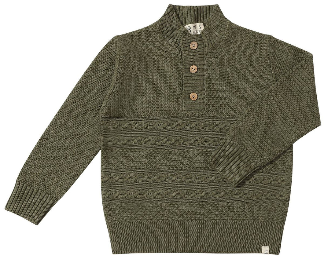 Me & Henry Boys Cable Sweater - Green