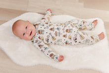 Load image into Gallery viewer, Moon Fruit Baby Zippy Bamboo Pajamas - Camp in Canvas
