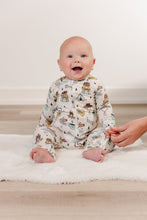 Load image into Gallery viewer, Moon Fruit Baby Zippy Bamboo Pajamas - Camp in Canvas
