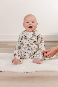 Moon Fruit Baby Zippy Bamboo Pajamas - Camp in Canvas