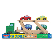 Load image into Gallery viewer, Melissa &amp; Doug Car Carrier Truck &amp; Cars Wooden Toy Set
