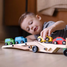 Load image into Gallery viewer, Melissa &amp; Doug Car Carrier Truck &amp; Cars Wooden Toy Set
