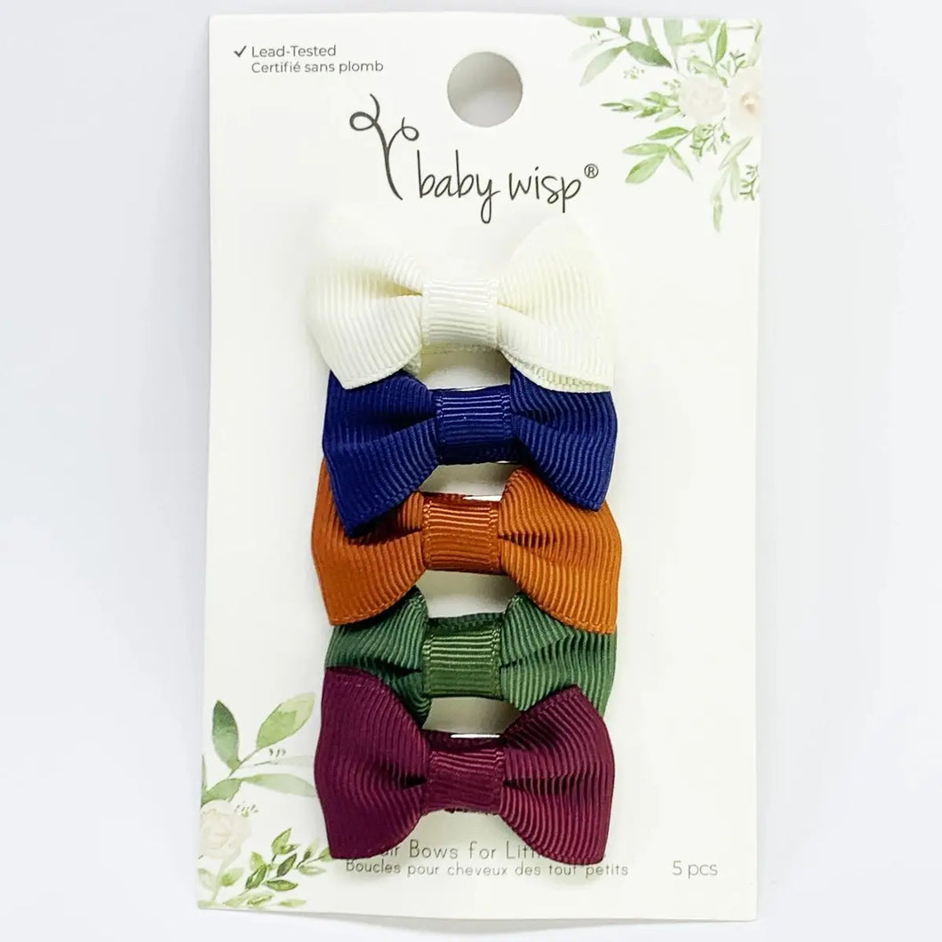 Baby Wisp Charlotte Bows Tuxedo Ribbon Bow Snap Clip - 5PK