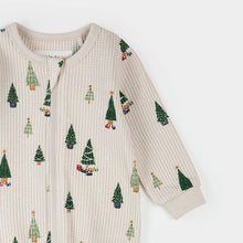 Load image into Gallery viewer, Petit Lem Baby Sleeper - Christmas Tree Print on Creme
