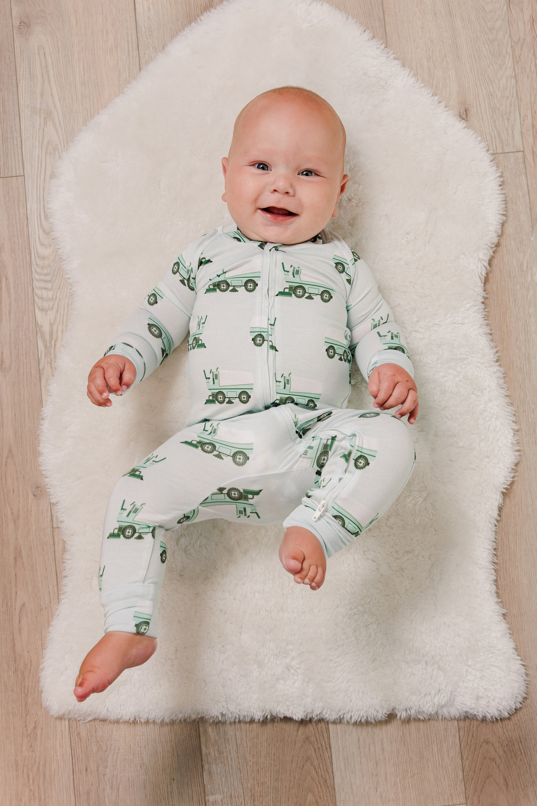 Moon Fruit Baby Zippy Bamboo Pajamas - Clean Sheet in Iced Pistachio