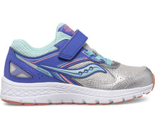 Load image into Gallery viewer, Saucony Girls Cohesion 14 A/C Sneaker - Silver/Periwinkle/Turquoise
