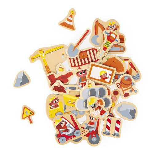 Janod Construction Equipment Magnets 24 Pieces