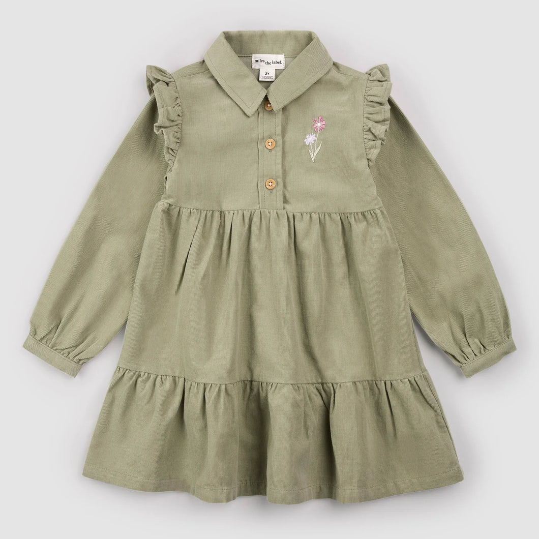 Miles the Label Girls Corduroy Dress - Sage