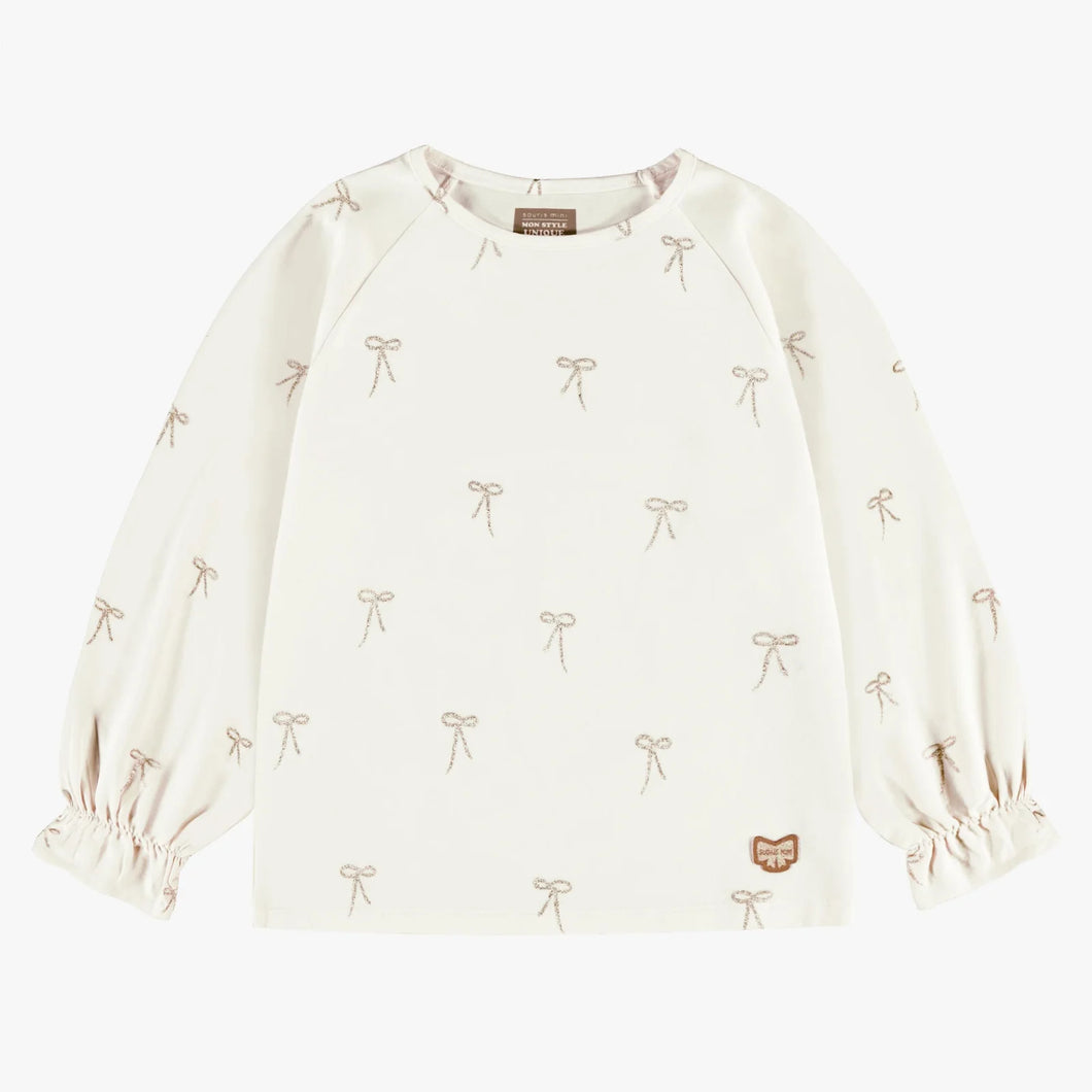 Souris Mini Girls Bows T-Shirt - Cream