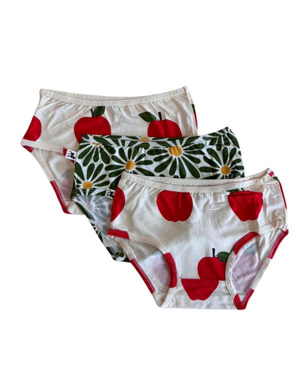 Bambi & Birdie Kids 3 Pack Undies - Apple/Floral