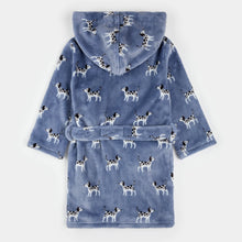Load image into Gallery viewer, Petit Lem Dalmatians Print on Blue Plush Robe
