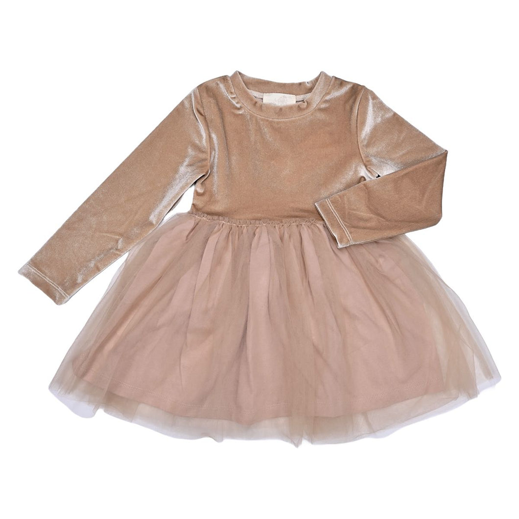 Vignette Girls Eva Dress - Gold Velvet