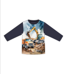 Minymo Boys Long Sleeve Construction T-Shirt - Navy