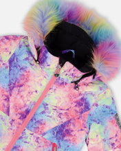 Load image into Gallery viewer, deux par deux Girls Two Piece Snowsuit - Frosted Rainbow Print With Black Pant
