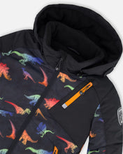 Load image into Gallery viewer, deux par deux Boys Two Piece Snowsuit - Golden Oak With Gradient Dino Print
