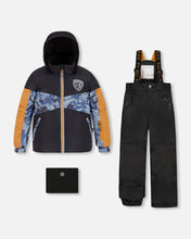 Load image into Gallery viewer, deux par deux Boys Two Piece Snowsuit - Black With Mountain Print
