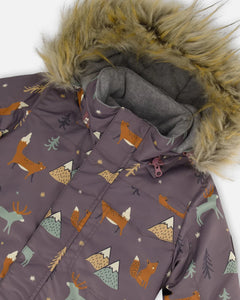 deux par deux Two Piece Snowsuit - Pine Green With Fox Print