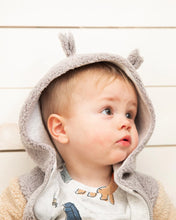 Load image into Gallery viewer, deux par deux Baby Boys Sherpa Hooded Jacket - Rustic Blue And Sand
