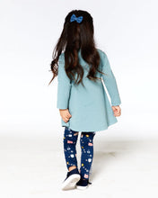 Load image into Gallery viewer, deux par deux Girls Organic Cotton Tunic And Printed Leggings Set - Sage Green And Navy
