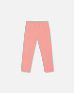 deux par deux Girls Organic Cotton Leggings - Rosette Pink With Cat Ears Applique