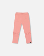 Load image into Gallery viewer, deux par deux Girls Organic Cotton Leggings - Rosette Pink With Cat Ears Applique
