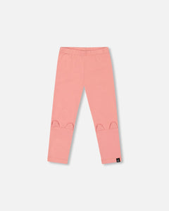 deux par deux Girls Organic Cotton Leggings - Rosette Pink With Cat Ears Applique