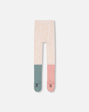 Load image into Gallery viewer, deux par deux Girls Tights With Cat Face - Cream, Rosette Pink And Sage Green
