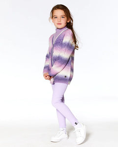 deux par deux Girls Knitted Cable Long Cardigan - Lavender Gradient