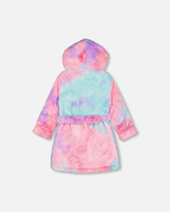 deux par deux Girls Plush Robe - Multicolour Tie Dye