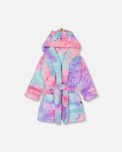 Load image into Gallery viewer, deux par deux Girls Plush Robe - Multicolour Tie Dye
