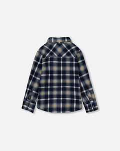 deux par deux Boys Light Soft Polar Shirt - Blue Plaid