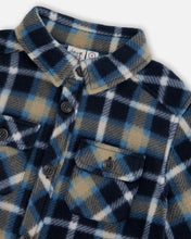 Load image into Gallery viewer, deux par deux Boys Light Soft Polar Shirt - Blue Plaid
